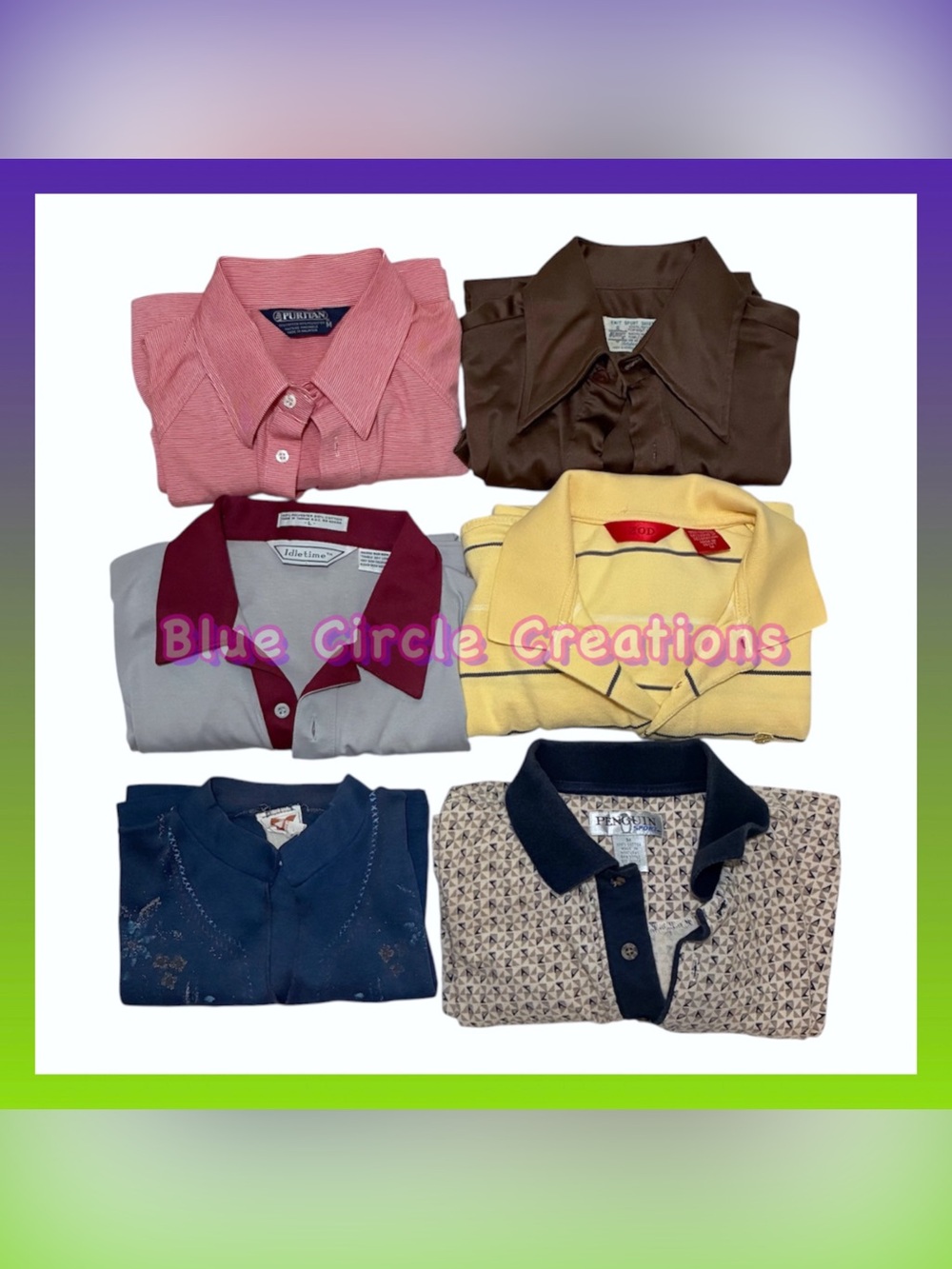 Men’s Vintage Short Sleeve Polo Shirts 6 Piece Bundle Sizes Medium-Large
